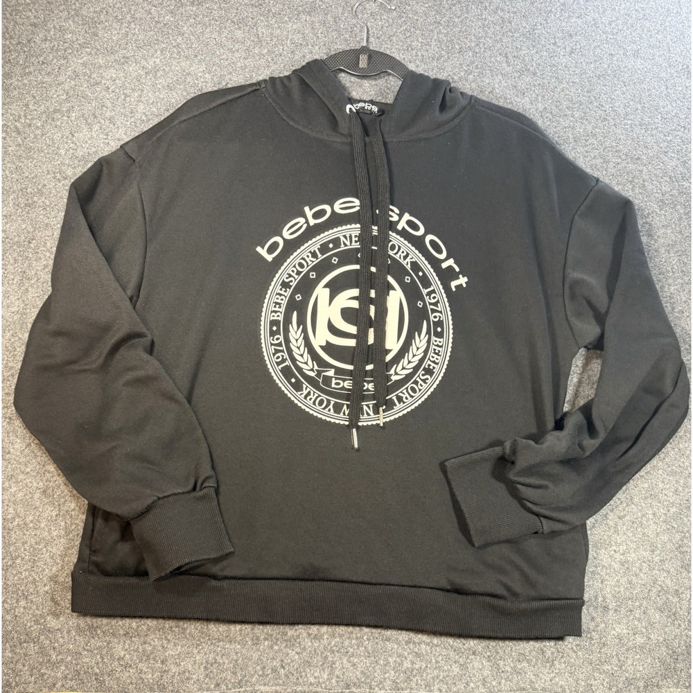 Bebe Sport Logo Graphic Hoodie Black Size Large